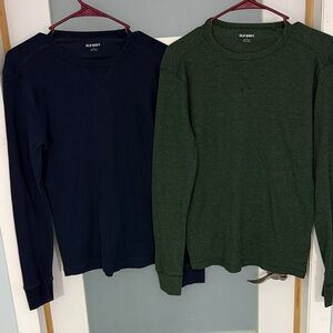 Old Navy Men's Long-Sleeve Thermal Crew in Navy and Forest Green